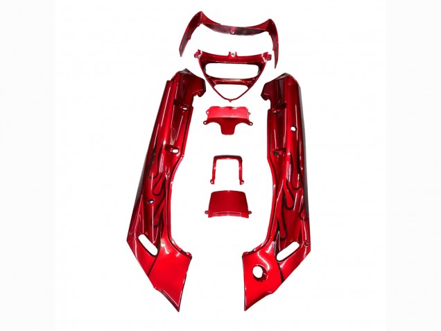 1993-2007 Kawasaki ZZR400 Motorcycle Fairings - Red Black Flame Australia
