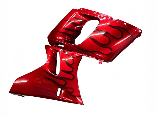 1993-2007 Kawasaki ZZR400 Motorcycle Fairings - Red Black Flame Australia