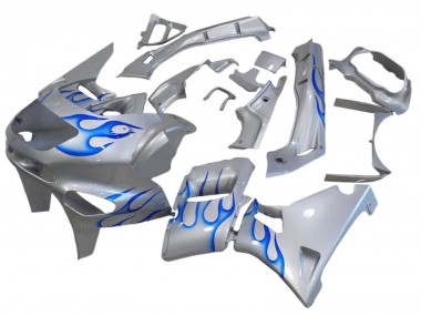 Affordable 1993-2007 Kawasaki ZZR400 Motorcycle Fairings - White Blue Flame Australia
