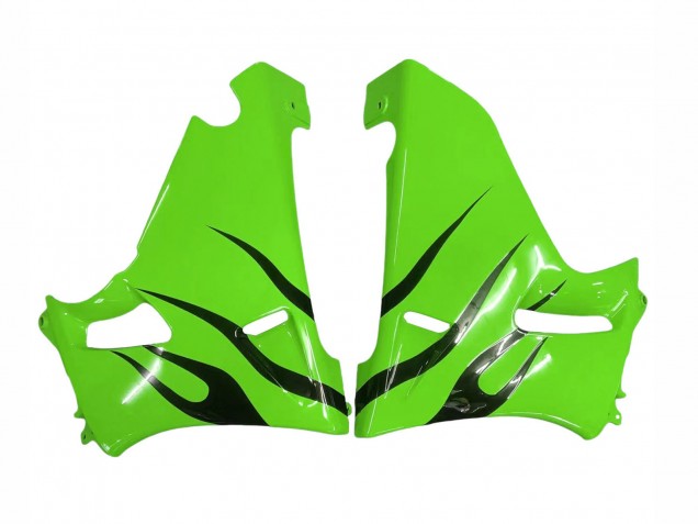 1993-2007 Kawasaki ZZR400 Motorcycle Fairings - Green Glossy Black Flame Australia