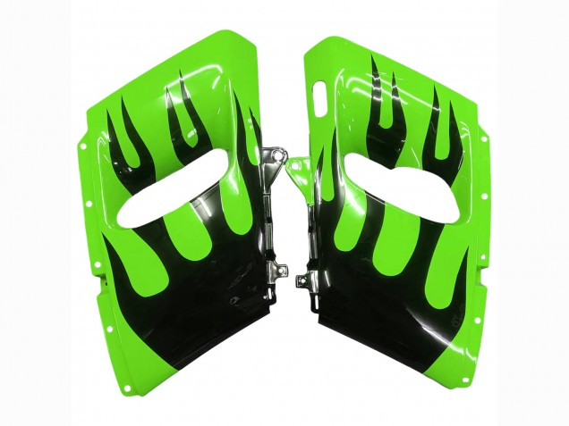 1993-2007 Kawasaki ZZR400 Motorcycle Fairings - Green Glossy Black Flame Australia