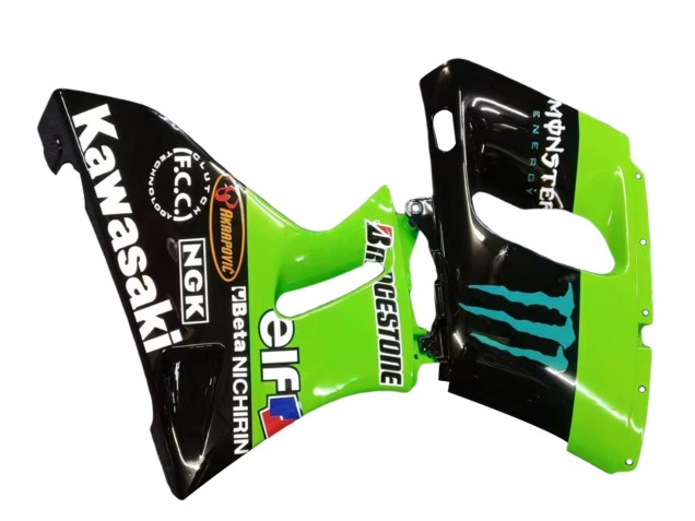 1993-2007 Kawasaki ZZR400 Motorcycle Fairings - Green Glossy Black Blue Monster Elf Touch4 Bridgestone Australia