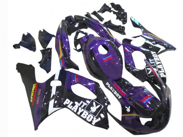 1996-2007 Yamaha YZF600R Thundercat Motorcycle Fairings - Dark Purple Black White Rizoma Playboy Australia