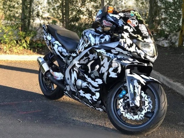 1996-2007 Yamaha YZF600R Thundercat Motorcycle Fairings - Black White Grey Camouflage Australia