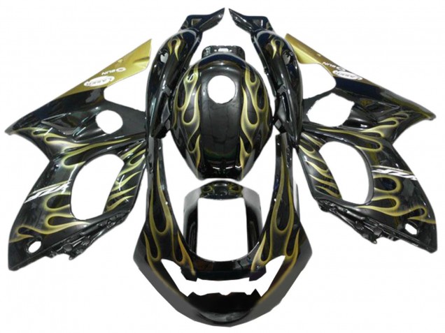 1996-2007 Yamaha YZF600R Thundercat Motorcycle Fairings - Black with Gold Flame Australia