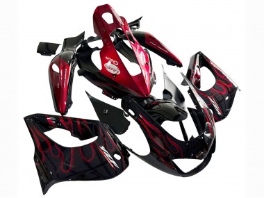 Affordable 1997-2007 Yamaha YZF 1000R Thunderace Motorcycle Fairing Kits - Black with Red Flame Australia