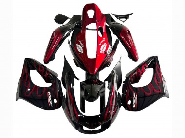 Affordable 1997-2007 Yamaha YZF 1000R Thunderace Motorcycle Fairing Kits - Black with Red Flame Australia