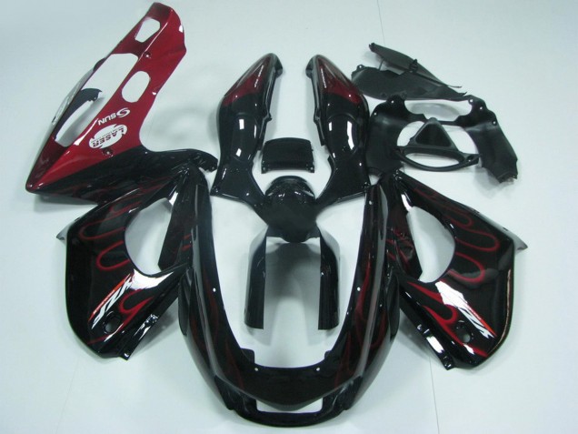 1997-2007 Yamaha YZF 1000R Thunderace Motorcycle Fairings - Black with Red Flame Australia