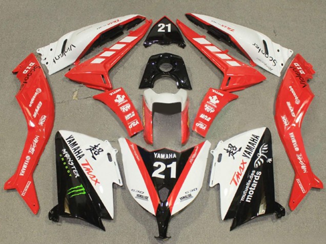 2012-2014 Yamaha TMAX530 Motorcycle Fairings - White Red Black Monster 21 Australia