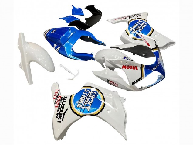 2003-2013 Suzuki SV650 Motorcycle Fairings - White Blue Lucky Strike Motul Australia