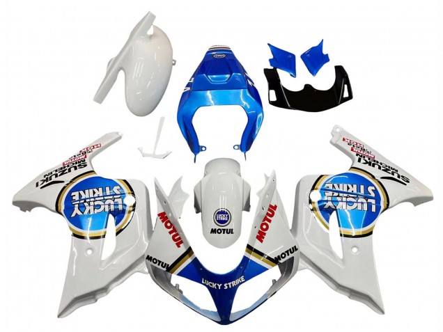 2003-2013 Suzuki SV650 Motorcycle Fairings - White Blue Lucky Strike Motul Australia