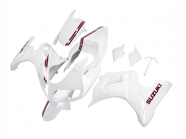 2003-2013 Suzuki SV650 Motorcycle Fairings - White with Dark Red Lines Australia