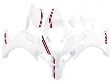 Affordable 2003-2013 Suzuki SV650 Motorcycle Fairings - White with Dark Red Lines Australia