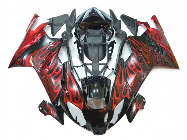 2003-2006 Aprilia RSV1000 Motorcycle Fairings - Glossy Black Red Flame Australia
