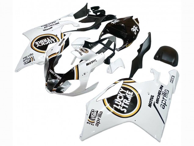 2003-2006 Aprilia RSV1000 Motorcycle Fairings - White Black Lucky Strike Motul Michelin Australia