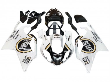 Affordable 2003-2006 Aprilia RSV1000 Motorcycle Fairings - White Black Lucky Strike Motul Michelin Australia