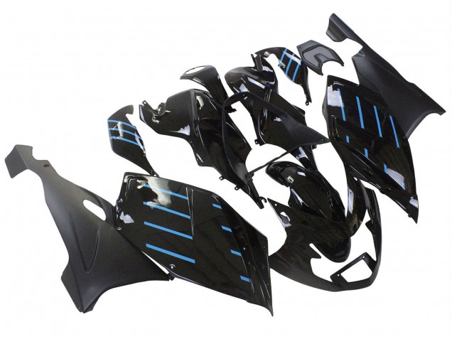 2005-2010 BMW K1200S Motorcycle Fairings - Glossy Black Matte Black Blue Lines Australia
