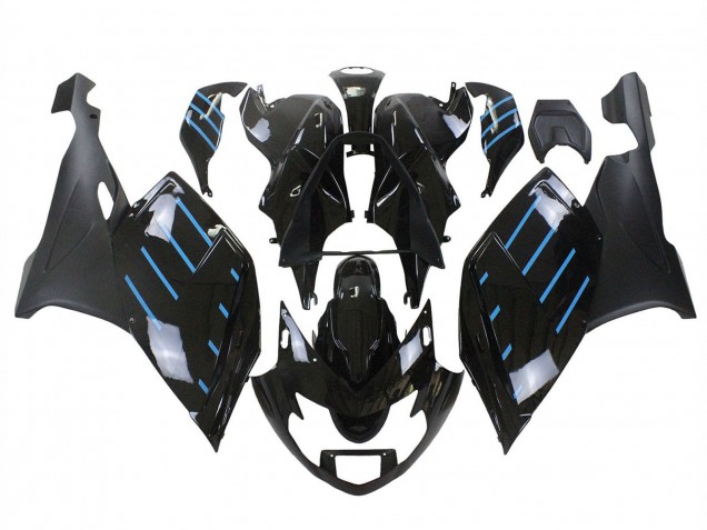 2005-2010 BMW K1200S Motorcycle Fairings - Glossy Black Matte Black Blue Lines Australia