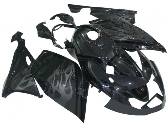 2005-2010 BMW K1200S Motorcycle Fairings - Glossy Black Grey Flame Australia