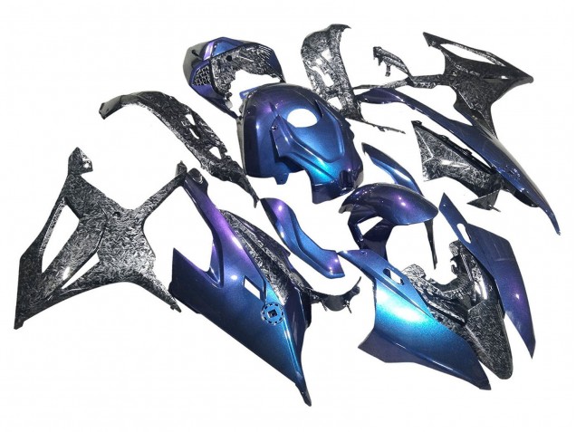 2019-2022 BMW S1000RR Motorcycle Fairings - Gradient Blue Purple Forged Carbon Fiber Australia