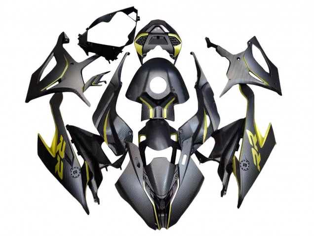 2019-2022 BMW S1000RR Motorcycle Fairings - Black Yellow Carbon Fiber Australia