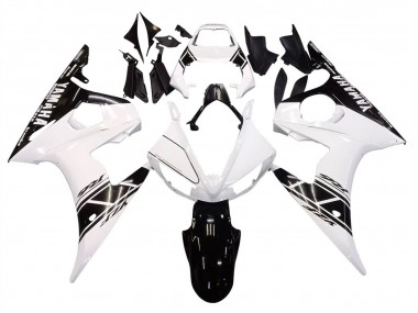 Affordable 2003-2004 Yamaha YZF R6 Motorcycle Fairing - White Glossy Black Australia