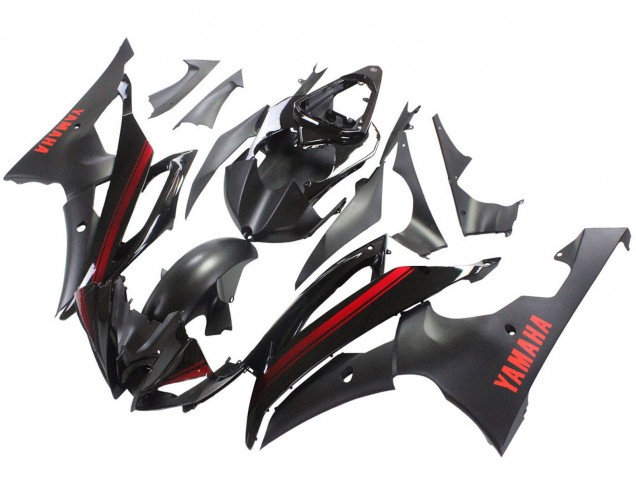2008-2016 Yamaha YZF 600 R6 Motorcycle Fairings - Glossy Black Matte Black Red Stripe Australia