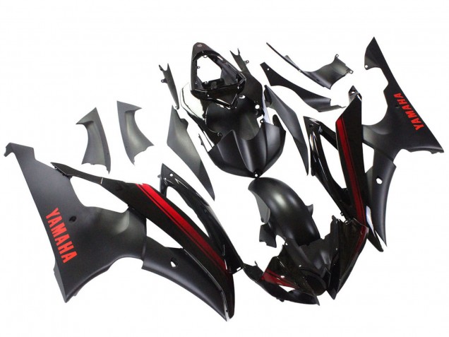 2008-2016 Yamaha YZF 600 R6 Motorcycle Fairings - Glossy Black Matte Black Red Stripe Australia
