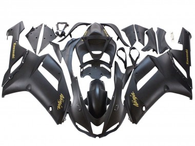 Affordable 2007-2008 Kawasaki ZX6R Motorcycle Fairings - Matte Black with Yellow Logo Ninja Australia