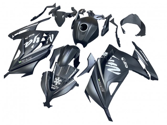 2013-2024 Kawasaki EX300 Motorcycle Fairings - Matte Black White Elf Snow Australia