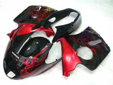 Affordable 1996-2007 Honda CBR1100XX Blackbird Motorcycle Fairing Kits - Glossy Black Red Flame Australia