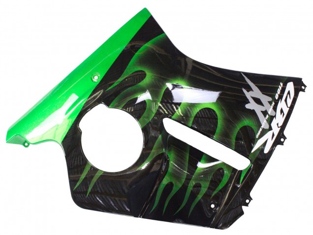 1996-2007 Honda CBR1100XX Blackbird Motorcycle Fairing - Glossy Black Green Flame Australia
