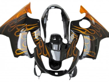 Affordable 1999-2000 Honda CBR600 F4 Motorcycle Fairings - Glossy Black Gold Flame Australia