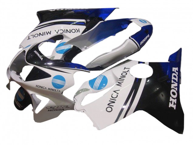 1999-2000 Honda CBR600 F4 Motorcycle Fairing - White Blue Glossy Black Konica Minolta Australia