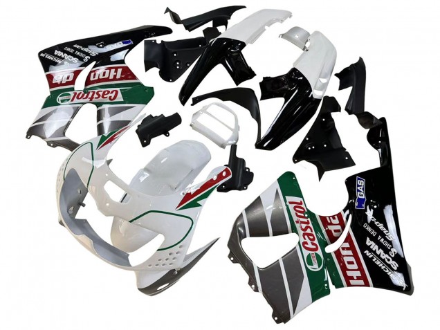 1996-1997 Honda CBR900RR 893 Motorcycle Fairings - White Green Grey Glossy Black Castrol Australia