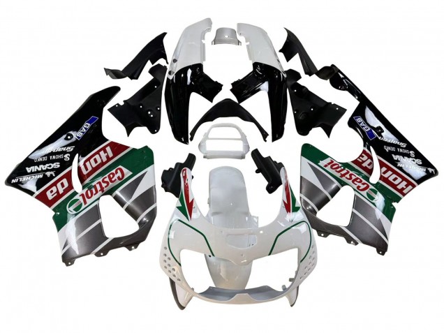 1996-1997 Honda CBR900RR 893 Motorcycle Fairings - White Green Grey Glossy Black Castrol Australia