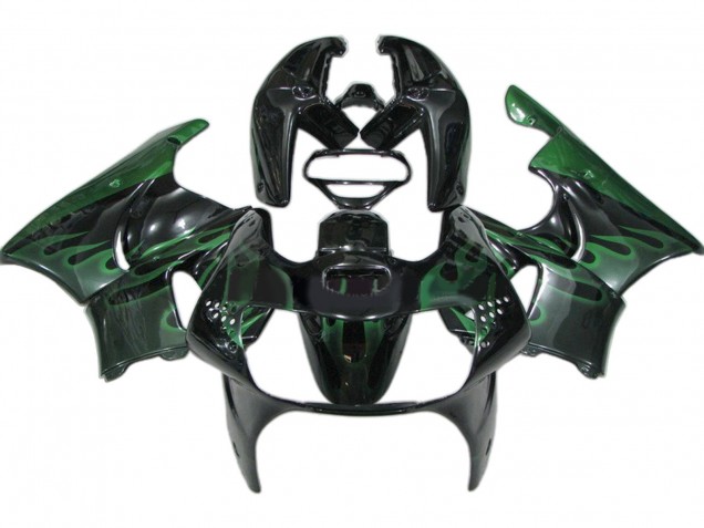 1998-1999 Honda CBR900RR 919 Motorcycle Fairings - Glossy Black Green Flame Australia