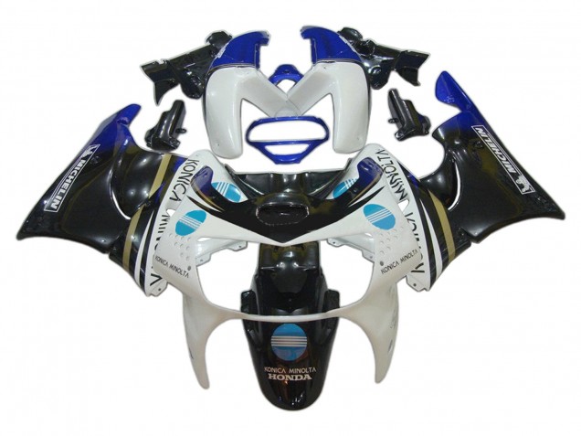 1998-1999 Honda CBR900RR 919 Motorcycle Fairings - White Blue Glossy Black Konica Minolta Australia