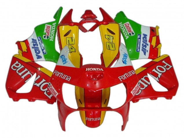 1998-1999 Honda CBR900RR 919 Motorcycle Fairings - Red Yellow Green White Fortuna Castrol Australia