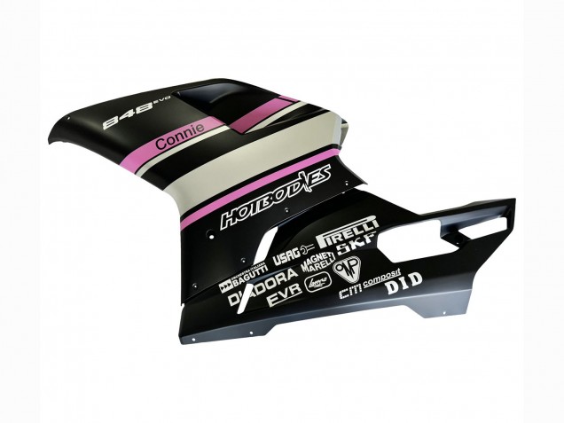2007-2014 Ducati 848 Motorcycle Fairings - White Pink Glossy Black Connie Australia