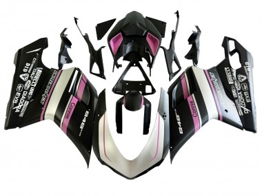 Affordable 2007-2014 Ducati 848 Motorcycle Fairings - White Pink Glossy Black Connie Australia