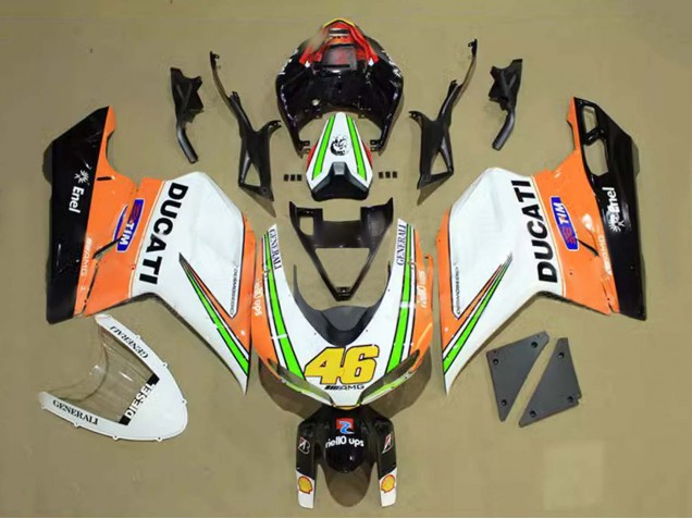 2007-2014 Ducati 848/1098/1198 Motorcycle Fairings - White Orange Green Glossy Black Tim 46 Australia