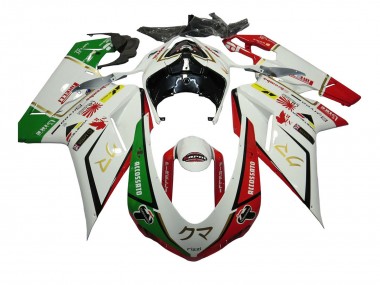 Affordable 2007-2014 Ducati 848/1098/1198 Motorcycle Fairings - White Red Green Accossato Australia