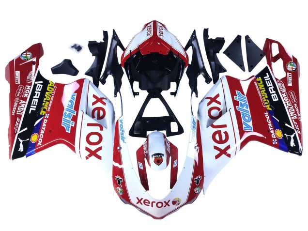2007-2014 Ducati 848/1098/1198 Motorcycle Fairings - White Red Glossy Black Valsir Xerox Australia