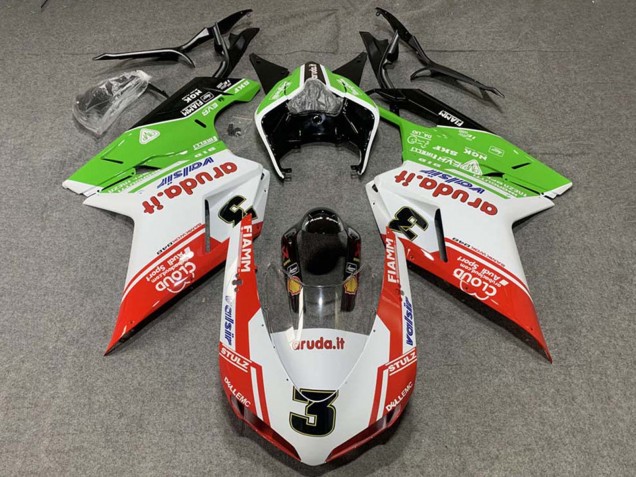 2007-2014 Ducati 848/1098/1198 Motorcycle Fairings - White Red Green Valsir 3 Australia