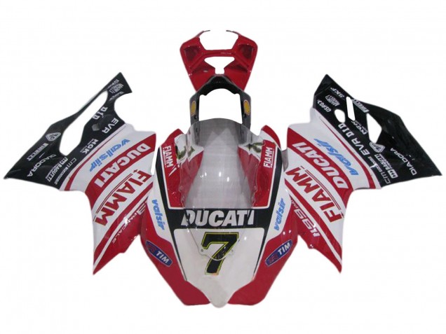 2011-2014 Ducati 1199 Motorcycle Fairings - White Red Glossy Black Fiamm Valsir 7 Australia