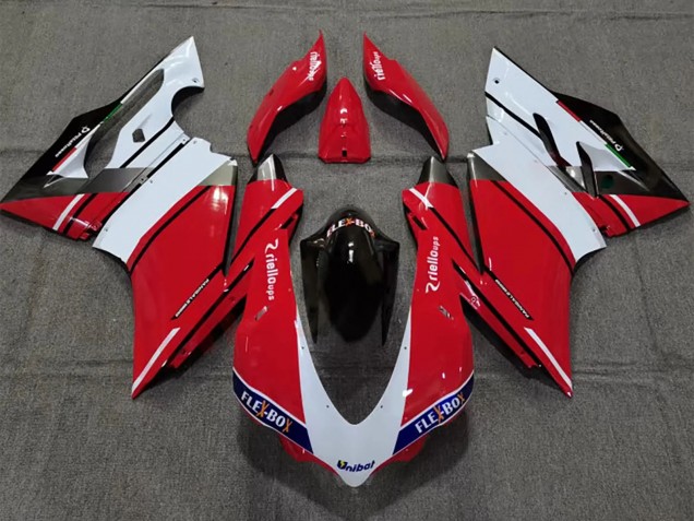 2015-2020 Ducati 959/1299 Motorcycle Fairing - White Red Glossy Black Unibat Flex-Box Australia