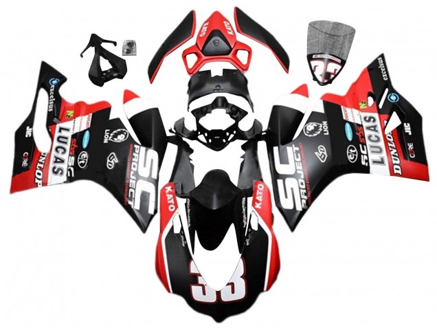 2015-2020 Ducati 959/1299 Motorcycle Fairings - White Red Matte Black Lucas 33 Australia