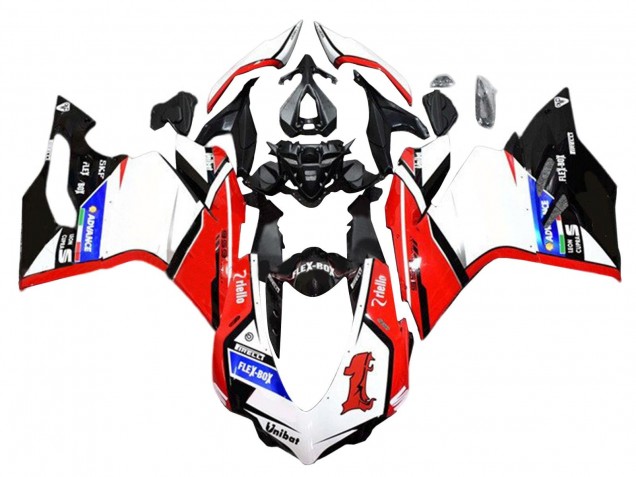 2015-2020 Ducati 959/1299 Motorcycle Fairings - White Red Glossy Black Unibat Flex-Box Australia