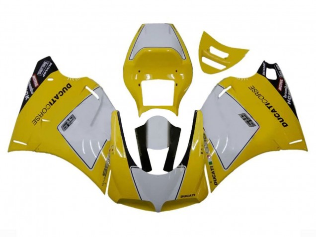 1993-2005 Ducati 996 Motorcycle Fairings - White Yellow Glossy Black Corse Performance Australia